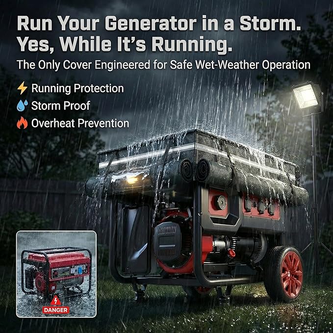 Generator Covers While Running,100% Waterproof Generator Cover,All Weather Use, 32"x24" X24 ", Super Heavy Duty 600D Waterproof Polyester Tarp 100% Waterproof, Tear Resistant, Black.