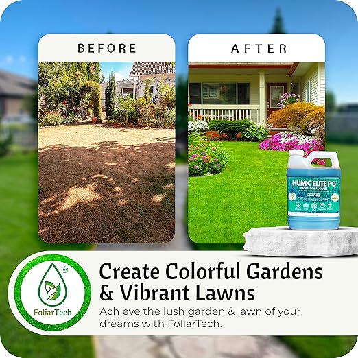 Humic Acid Organic Lawn Fertilizer - Fulvic Humic Mineral Blend for Trees, Shrubs, Ornamentals, Vegetables & Crops - FoliarTech, 2.6 Gallons