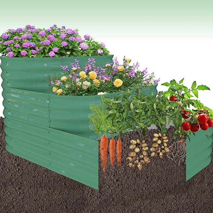 GarveeHome Galvanized Steel Raised Garden Bed - 30.7 in Deep Open-Base Design,Assembly & Expandable Planter Box for Vegetables/Flowers, Family-Friendly Gardening Kit (5x3.5x2.5 ft),Green
