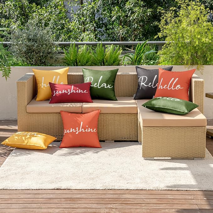MIULEE Outdoor Waterproof Throw Pillow Covers Set of 2 Relax Decorative Outdoor Square Pillowcases for Chair Patio Garden Couch Tent Balcony Sofa Coral Red 18x18 Inch