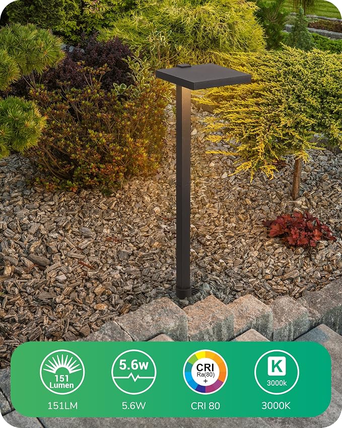 EDISHINE Low Voltage Landscape Lighting, 5.6W 151LM 3000K 50,000 Hrs Waterproof LED Pathway Lights, 12V Aluminum Outdoor Landscape Lighting with Connectors for Yard, Garden, Walkway, 4 Pack