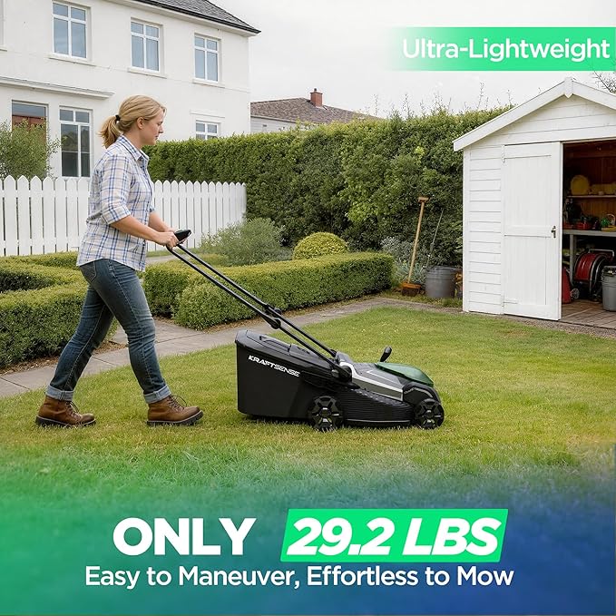 18" Electric Lawn Mower, 40V Self-Propelled Cordless Lawn Mower with 2x5.0Ah Batteries & Charger, Brushless Motor, 2-in-1 Mulching & Bagging, 6-Position Height Adjustment, for Small to Medium Yards