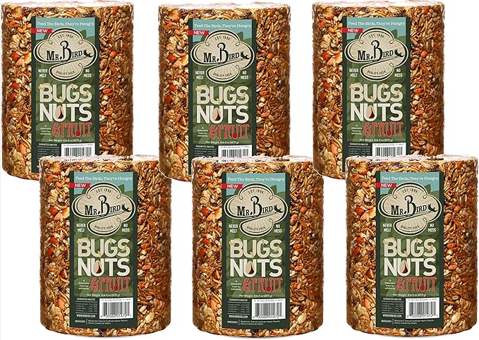 6-Pack of Mr. Bird Bugs, Nuts, & Fruit Large Cylinder Bugs, Nuts & Fruit 4 lbs. 2 oz.