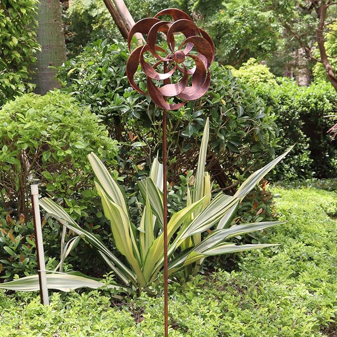 Metal Wind Spinner Willow Leaves for Patio Lawn Outdoor Yard Lawn Garden | 360 Degrees, Swivel Classical Design, 63x13 inches