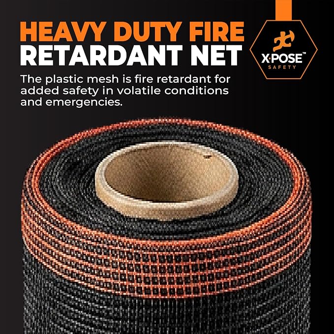 Xpose Safety Debris Netting for Construction – 8.5’ x 150’, 1/6" Mesh Scaffold Safety Net, Temporary Material Roll, Visibility Fence, Heavy-Duty Fire Retardant, Black (18-Pack)