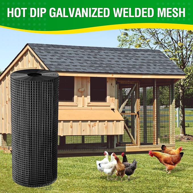 Dynabyte 19 Gauge Black Hardware Cloth 1/2 inch 48 x 100 ft Vinyl Coated Wire Mesh Roll for Chicken Wire Fencing, Garden Fence, Gopher Guard & Custom DIY Projects