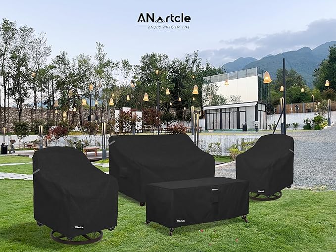 ANartcle Patio Coffee Table Cover, 600D Waterproof Heavy Duty Rectangular Outdoor Table Cover,Patio Furniture Covers,48 x 28 x 16 inch,Black
