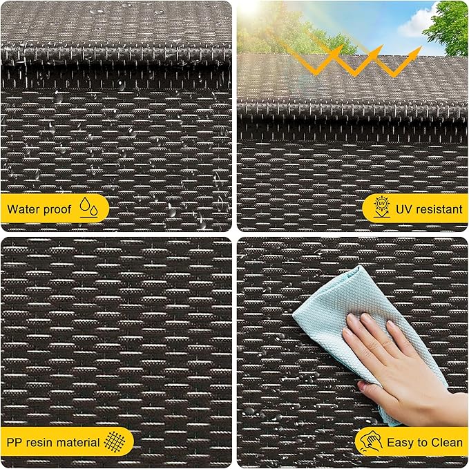 Wicker Deck Box, 125 Gallon All-Weather Outdoor Storage Box, Rattan Storage Bin for Patio Furniture, Outdoor Cushions, Pool Storage and Garden Tools, Brown