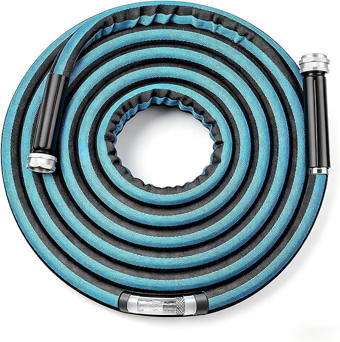 15ft Garden Hose, Lightweight Flexible Water Hose with 3/4" Rustproof Metal Fittings & Rubber Washer – Kink-Free, Weather & Abrasion Resistant, Easy Storage for Balcony & Bathroom