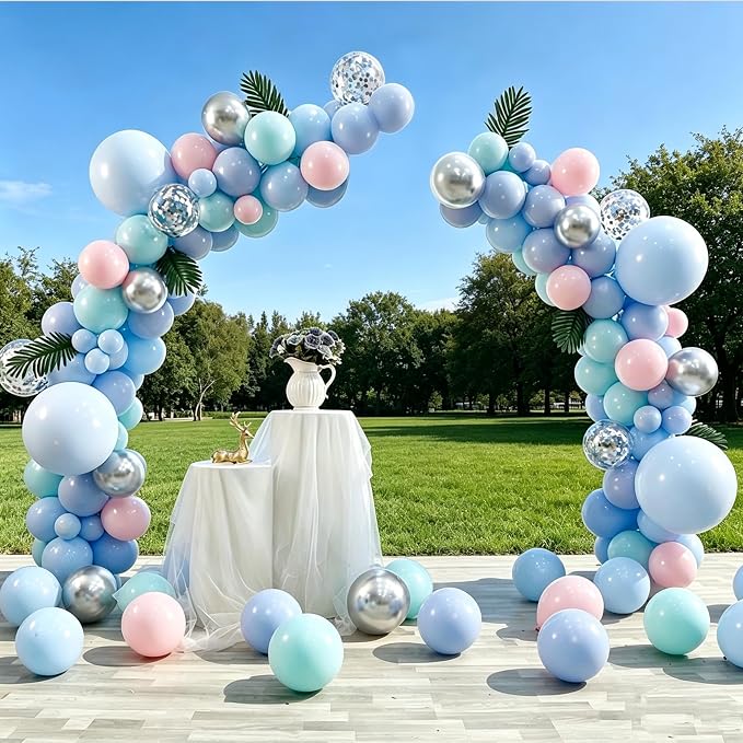 Balloon Arch Kit,Adjustable 8.2FT & 6FT Half Balloon Arch Stand with Base for Birthday Wedding Baby Shower Graduation Party Decorations(White)