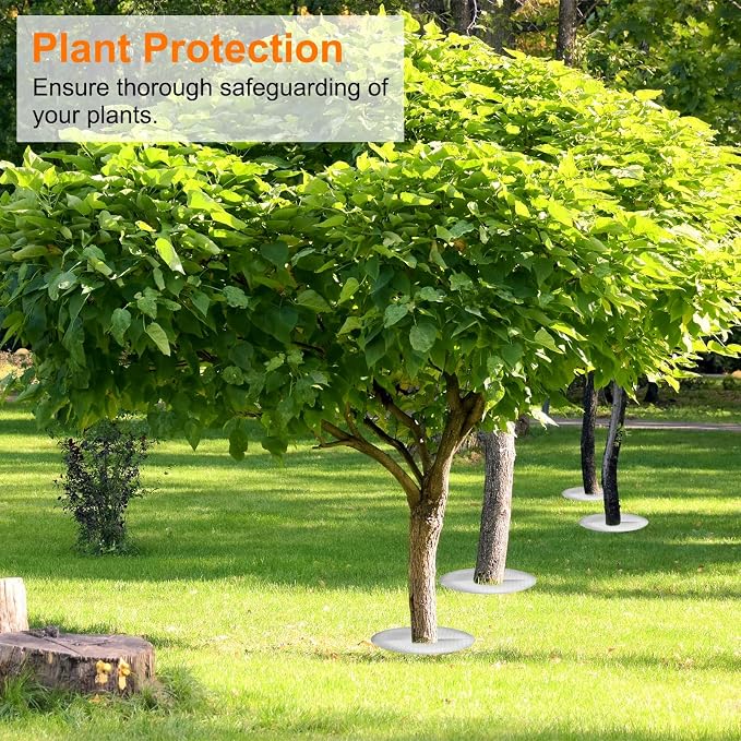 HARFINGTON 6pcs Tree Mulch Ring 12.6 Inch Non-Woven Round Tree Protector Weed Barrier Mat Plant Cover Rings for Weed Grass Control Root Protection, Silver