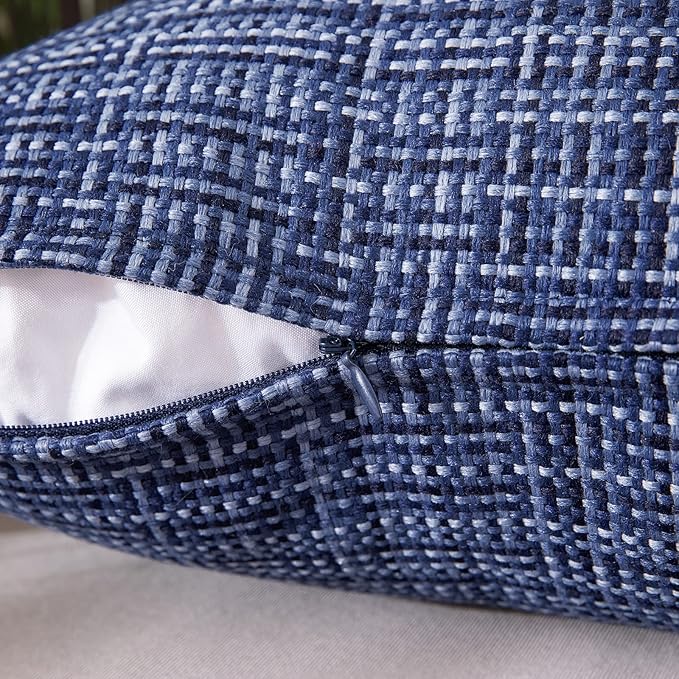 MIULEE Outdoor Waterproof Throw Pillow Covers Decorative Farmhouse Water Resistant Cushion Covers for Tent Patio Garden Couch Sofa Pack of 2, 12x20 Inch Navy Blue
