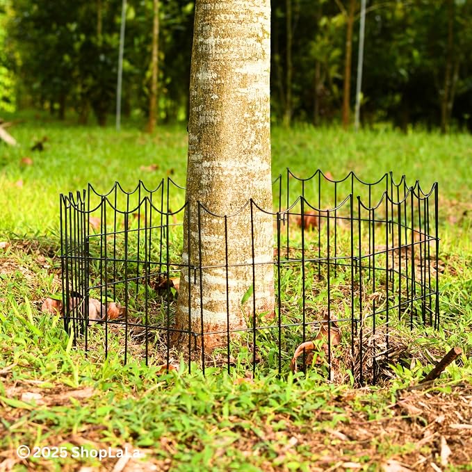 ShopLaLa Animal Barrier Fence (10 Panels) 12in(L) x 16.5in(H) Black Metal Wire Rustproof Decorative Flower Bed Edging for Landscape, Decorative Garden Fencing Yard Patio Border Fences Outdoor Decor