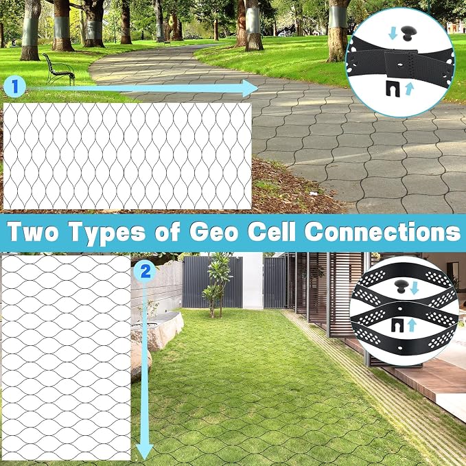 4" Thick Gravel Grid 9ft X 27ft, Gravel Stabilizer Grid for Pavers Base, Geogrid 1900 Lbs/Sq Ft Load with 85 Geocell Accessories & Gloves for Driveway Parking Ground Walkway Dirt Locker Slope