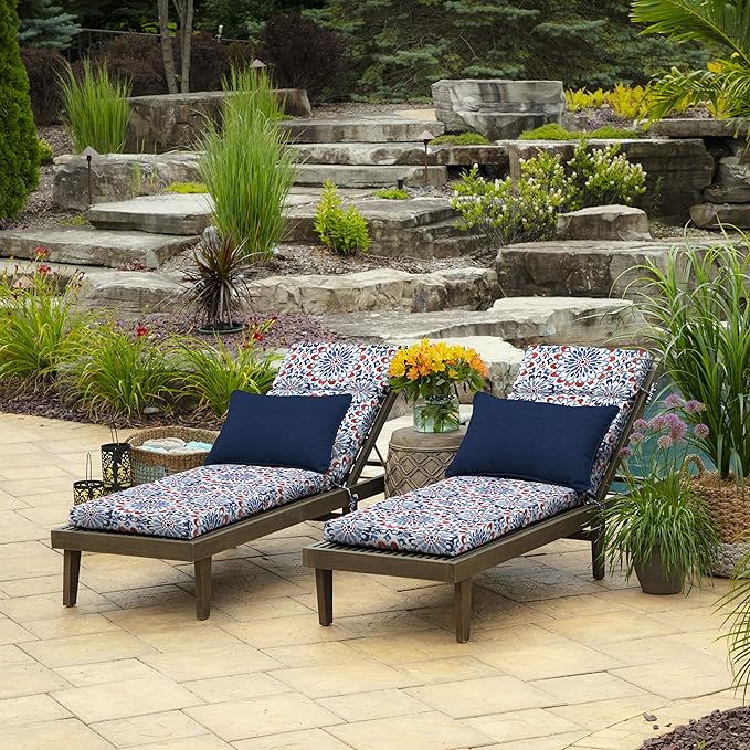 Arden Outdoor Chaise Cushion, 22 x 77, Rain-Proof, Fade Resistant Clark Blue