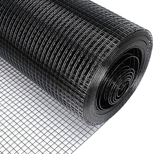 Zevemomo 48" x 50' 1/2inch Hardware Cloth, Black Vinyl Coated Chicken Wire Fence Welded Mesh Roll for Home Garden Rabbit Cage