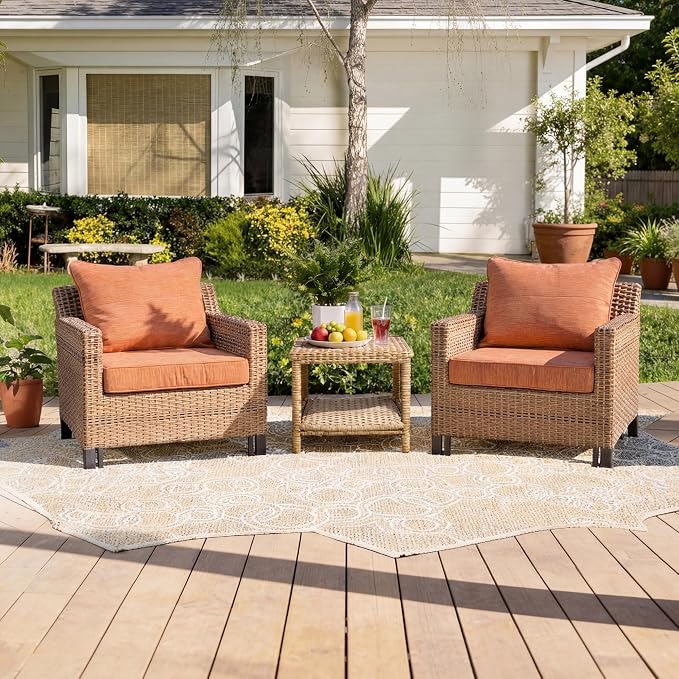 Art Leon 24 x 24 Outdoor Seat Cushion 30D High Density Foam Patio Chair Cushions with Non-Slip Backing Patio Cushions for Patio Furniture Porch Swing Garden Bench Camping Stadium Orange