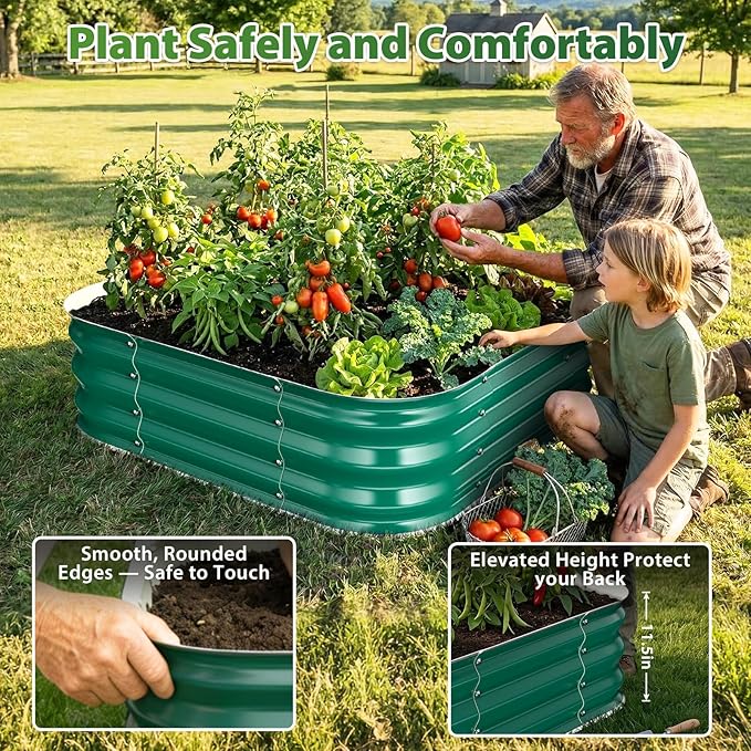 Galvanized Raised Garden Bed for Gardening, 3x3x1ft Metal Square Planter Boxes Outdoor for Vegetable,Flower,Herb,Modular Above Ground Growing Container,Green