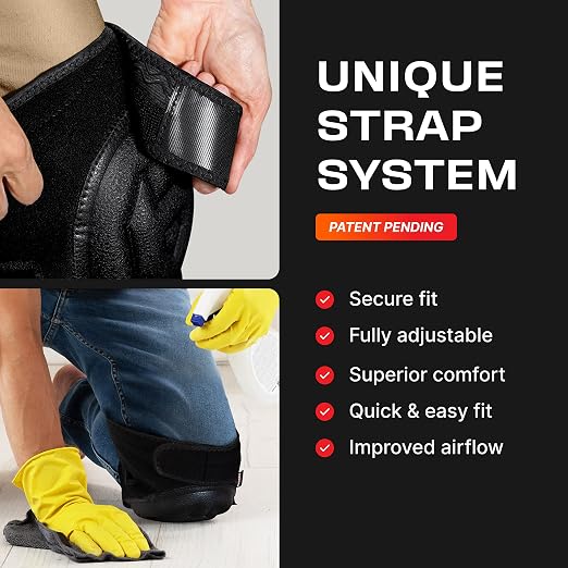 NoCry Supportive Knee Pads with Gel Padding and No-Slip Straps; Waterproof Anti-Slip PVC Cap & Garden Kneeling Pad — Anti-Slip Coating, Ultra Soft High Density Foam Cushion, Water & Dirt Resistant