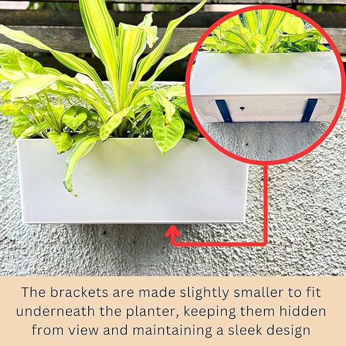LaLaGreen Wall Planter for Outdoor (2 Pack, 20 Inch) White Self Watering Rectangular Window Boxes Planters to Attach to House with Bracket, Country Vertical Plant Wall Holder Indoor Garden Minimalist