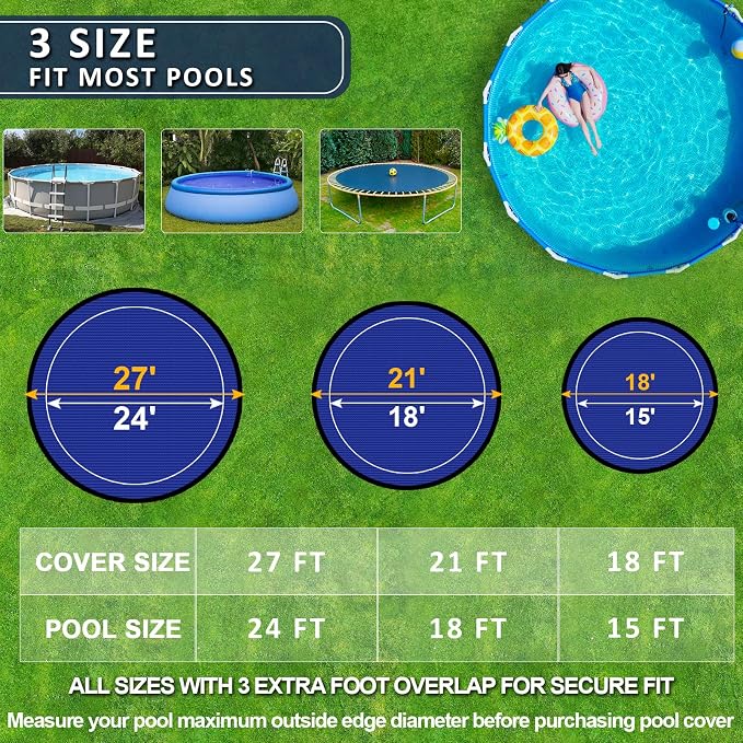 【New Upgrade】 Winter Pool Cover 18 ft Round for Above Ground Pools, Extra Thick Durable Above Ground Swimming Pool Protection Cover, Encryption Grommets,Cold and UV Resistant with Premium Winch,Cable