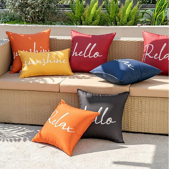 MIULEE Outdoor Waterproof Throw Pillow Covers Set of 2 Relax Decorative Outdoor Square Pillowcases for Chair Patio Garden Couch Tent Balcony Sofa Red 20x20 Inch
