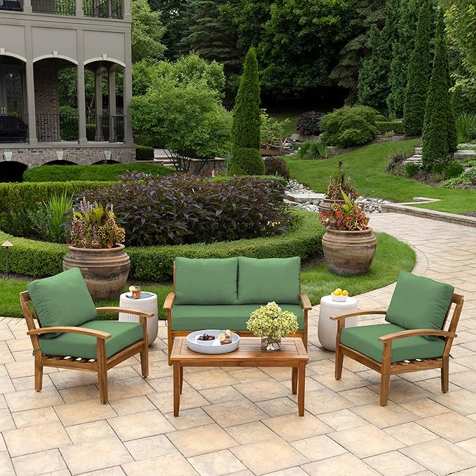 Arden Outdoor Loveseat Cushion Set, 48 x 24, Water Repellent, Fade Resistant, Cushion Set for Couch, Bench, and Swing, Moss Green Leala