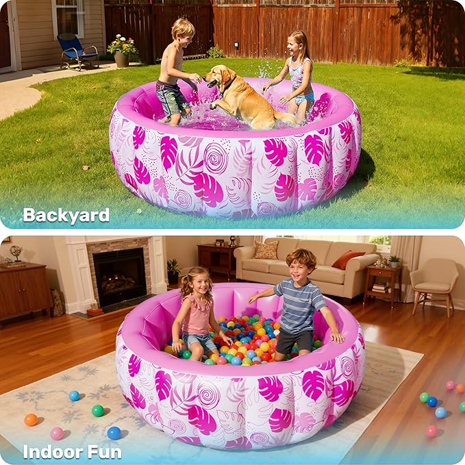 SLOOSH Inflatable Swimming Pool,5.5ft x 20 Inch Full-Sized Blow Up Durable Thickened Luxury Above Ground Family Pool with Comfortable Backrest for Summer Water Party Backyard Garden Lawn,Pink