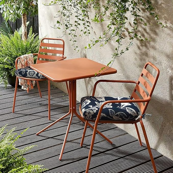 LVTXIII Outdoor U-Shaped Wicker Seat Cushion, Decorative Tufted Chair Pads Round Back Seat Cushion Set for Patio Garden Home Office Furniture, 19"x19"x4", 2 Pack, Elegant Vines Navy
