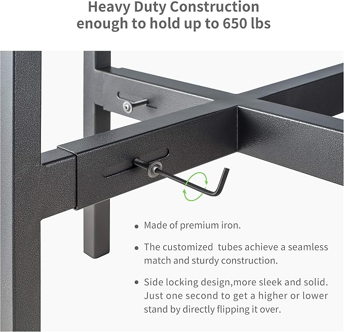 FaithLand 8-Inch Black Planter & 8”-12” Adjustable Stand Bundle