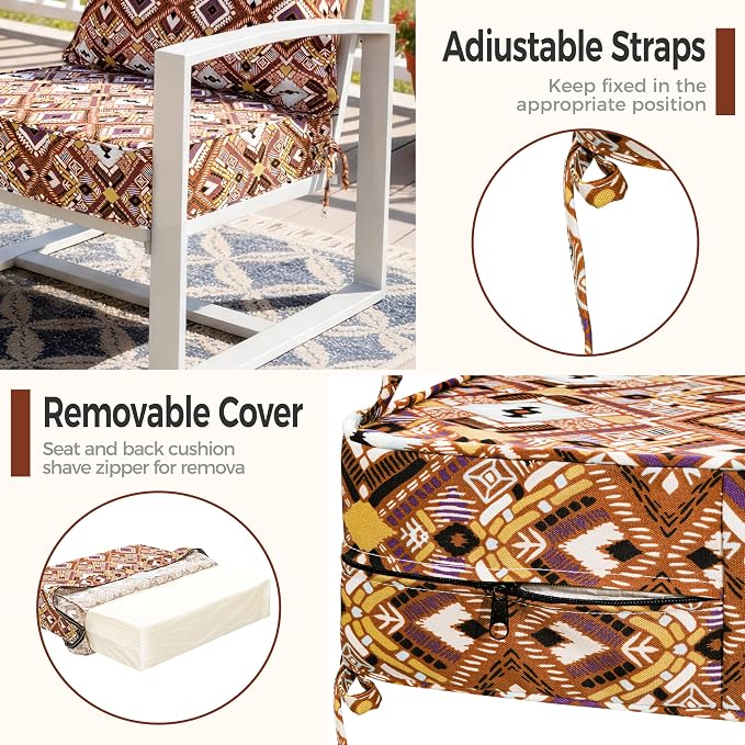 Art Leon Waterproof Outdoor Seat Cushion 24"x 24" 30D High Density Foam Patio Chair Cushions with Non-Slip Backing Patio Cushions for Patio Furniture Porch Swing Garden Bench Camping Stadium