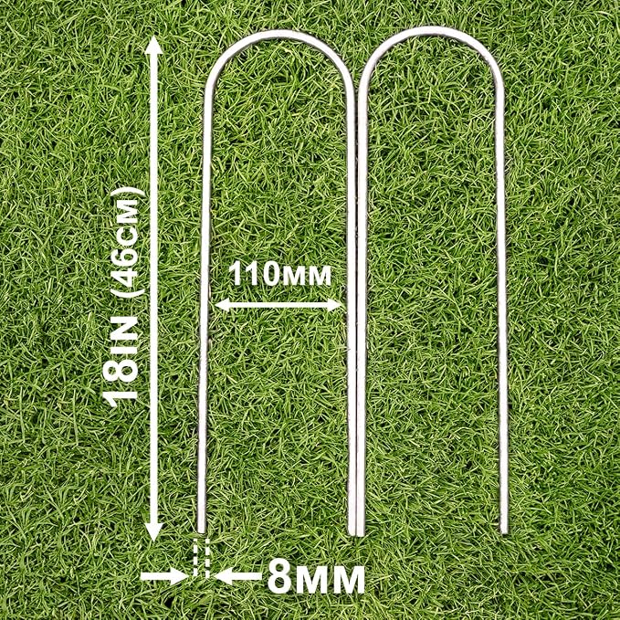 FORZA Steel U-Peg Ground Anchors | Heavy-Duty Galvanized Stakes for Soccer Goals Garden Yards Tents SOD Pins Lawn Landscaping Staples – Multiple Sizes & Packs (4, 18 Inch)