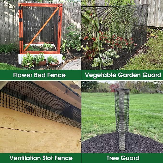 HOPERAN Black Hardware Cloth 1/2 inch 36inch x 100 Foot 19 Gauge - Vinyl Coated Welded Chicken Wire Fencing Mesh, PVC Wire Fence Roll for Garden Fence, Gopher Wire and Poultry Netting Cage