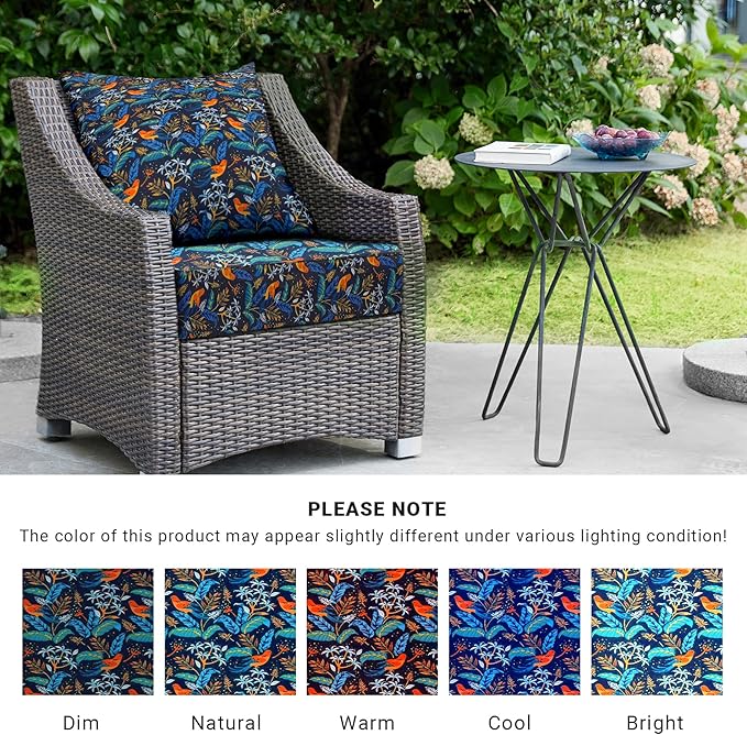 IPYNBAP Outdoor Cushions for Patio Furniture,Outdoor Seat Cushion Set 24 x 24 x 5.75 Inch,Waterproof & Fade Resistant Outdoor Chair Cushions,Deep Patio Chair Cushion with Removable Cover,Nightingale