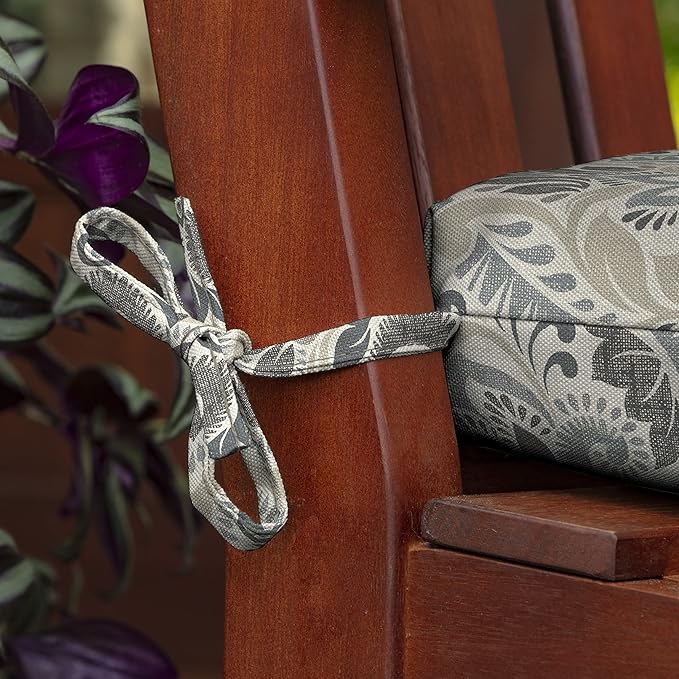 Arden Outdoor Wicker Settee Cushion, 41.5 x 18, Rain-Proof, Fade Resistant Neutral Aurora Damask