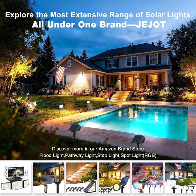 JEJOT Solar Pathway Lights Outdoor Waterproof IP65, 4 Pack Cool White Solar Walkway Lights, Auto On/Off Outdoor Light for Lawn Garden Patio Driveway Decor Landscape Lighting