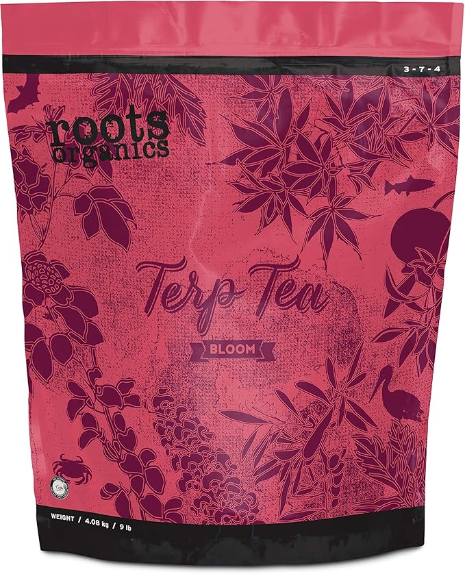 Roots Organics Terp Tea Bloom Natural Dry Gardening Fertilizer Micronized Flowering Nutrient for Large and Small Gardens, 9 Pound Bag