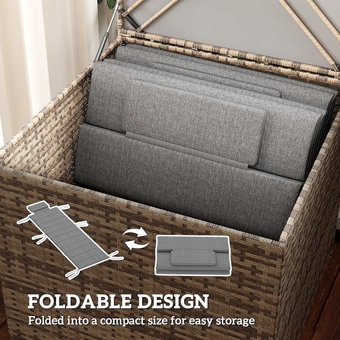 Outsunny Outdoor Lounge Chair Cushion Set of 2, 80" x 26" UPF50+ 230gsm Olefin and 25D High-Density Foam, Foldable Patio Chaise Lounge Cushion Set, Fade Resistant for Lawn Pool, Charcoal Gray