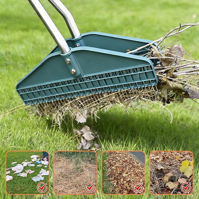 YEELOR Leaf Grabber, Yard Leaf Grabber Rake, No Need to Bend Over, Lightweight, 36.6 Inches in Length and 4 Pounds in Weight, Ideal for Picking Up Leaves, Weeds, Twigs and Other Debris