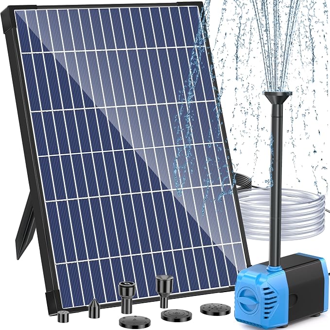Antfraer 12W Solar Fountain Pump, Solar Water Pump 160GPH Flow Adjustable, Solar Powered Water Pump with 16.5Ft Cord Length for Small Pond, Fish Pond Bird Bath Garden Waterfall Hydroponics