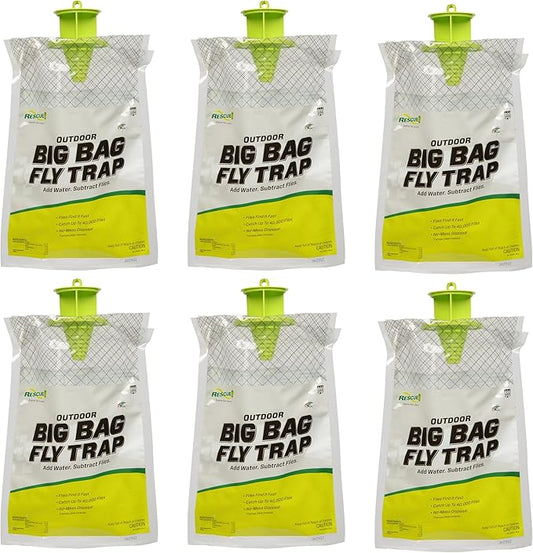 RESCUE! Big Bag Fly Trap – Disposable, Outdoor Use - 6 Traps
