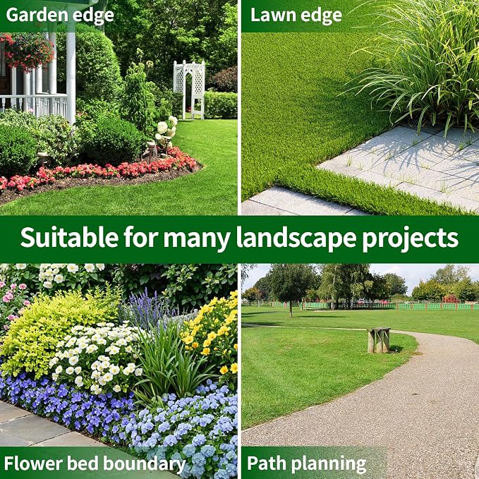 Landscape Edging 2 in x 40 Ft, No Dig Garden Edging Border Kit with 74 Pcs Spikes for Garden Flower Bed Lawn Yard Grass Pathway, Black Flexible PE Material