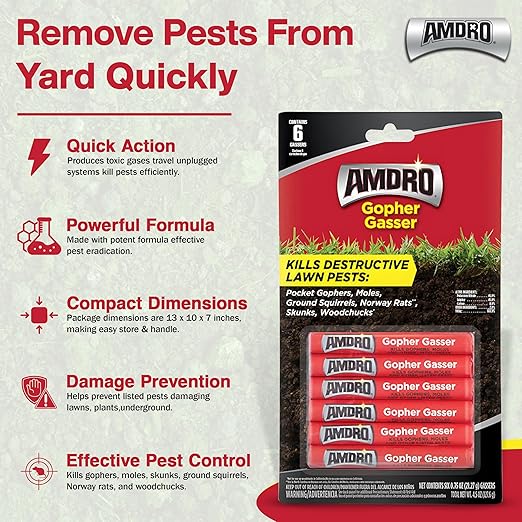 Gopher Gasser Bundle Pack – 3 Packs of Gopher Gassers (6 Per Pack) with Professional Contractor Tips – Rodent Control for Lawns, Gardens & Golf Courses – Outdoor Use Only (10)