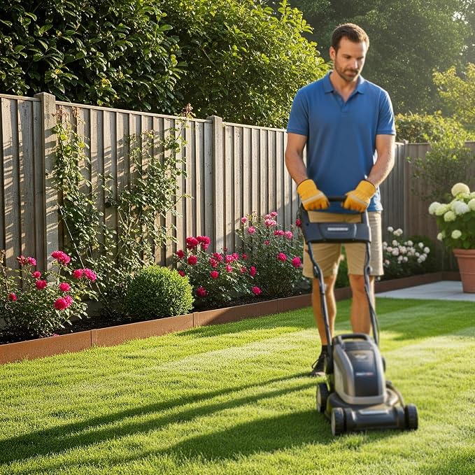 Worth Garden 20ft. Galvanized Steel Landscape Edging - 6-Pack 6.5" x 40" Metal Edging for Landscaping with 7 Stakes, Bronze Powder Coating Hammer-in Lawn Edging for Yard Pathway Divider