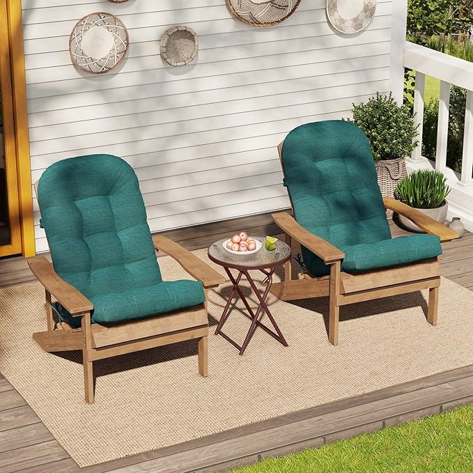 Crestlive 50x20x4 Inch Adirondack Chair Cushion Outdoor Rocking Chair Cushions Water & Fade Resistant High Back Patio Chair Cushions Thick, Malachite