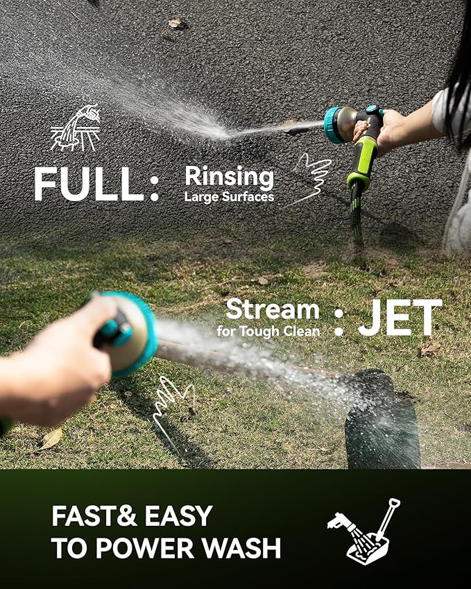 RAINPOINT Hose Sprayer Nozzle Heavy Duty - 2 Pack 8 Spray Patterns Garden Hose Nozzle with Adjustable Flow Control for Watering Plants, Washing Cars,Washing Pets, Thumb Control (2 Packs, Blue)