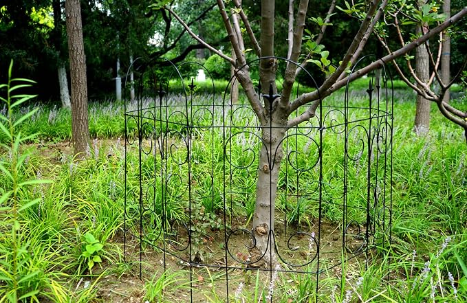 32 Inch x 20 Feet (16 Panels) Black Decorative Garden Fence Folding Border Fence, Decorative Folding Wire Fencing Border Edge Animal Barrier