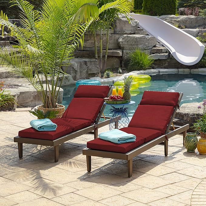 Arden Outdoor Chaise Cushion, 22 x 77, Rain-Proof, Fade Resistant Ruby Red Leala