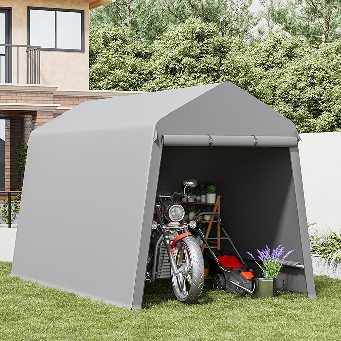7x12FT Portable Storage Shed Waterproof Outdoor Garage Carport with Ventilation