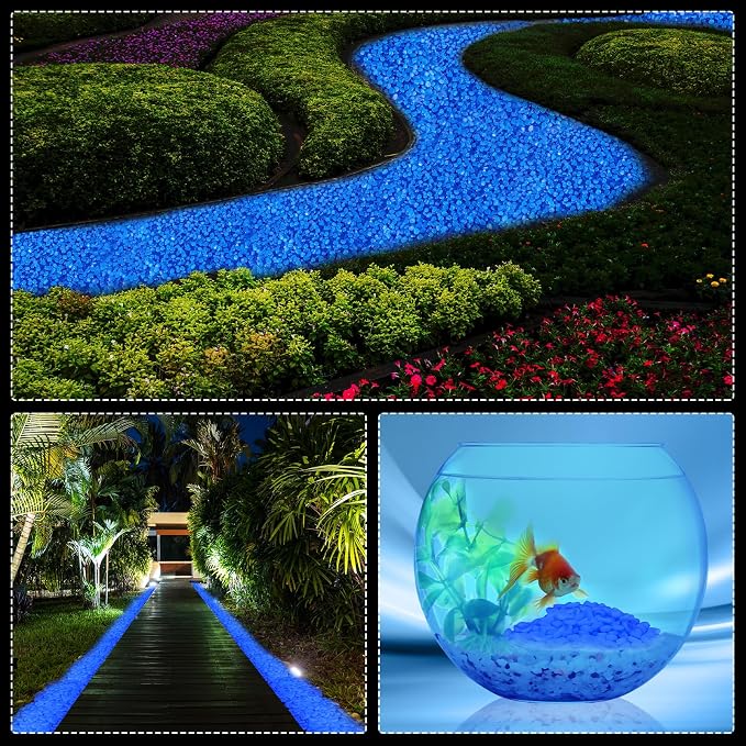 Sasylvia 3000 Pcs Glow in The Dark Rocks 1 Inch Glow Rocks 12.6 LB Garden Glow in The Dark Stone Outdoor Glow in The Dark Pebbles for Landscaping Walkway Pathway Backyard Fish Tank Plant (Dark Blue)